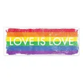 Produktbild: Metallschild L in 10,5x28cm mit Regenbogen Motiv - Love is Love mit LGBTQ Flagge