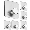 Produktbild: Menz Handtuchhalter ohne Bohren, 6er SET - Handtuchhaken Bad Edelstahl mit 3M-Spezial-Klebe-Pads - Moderne Klebehaken ideal als Wandhaken, Haken selbstklebend