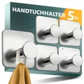 Produktbild: Handtuchhalter ohne Bohren 5er SET - Handtuchhaken Bad Edelstahl mit 3M-Spezi...