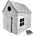 Produktbild: Spielhaus aus Pappe Malhaus Pappspielhaus zum Bemalen und Dekorieren inklusive Stifte Haus Spielzeug Karton 106x84x110cm (Ostern)