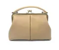 Produktbild: Taschenkinder Damen Echtleder Handtasche – Vintage Bügeltasche „Kleine Olive, Henkeltasche und Umhängetasche aus Leder (Beige)