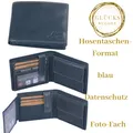Produktbild: Herrenbörse aus blauem Echtleder mit Foto-Sichtfenstern