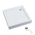 Produktbild: Aquabad Duschwanne NORMA, Maße 90x90cm Quadrat für Duschecke, Duschnische, 3x integrierte Standvorrichtung, Domoplex Siphon, Weißes Sanitäracryl