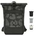 Produktbild: LARKSON Rucksack Damen Herren Grau Leo - No 4 - Rolltop Backpack mit Laptopfach Uni, Arbeit & Fahrrad - Großer Reiserucksack - Wasserabweisend