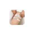Produktbild: 2 Stück Hochzeit Bein Gürtel Weiß Glänzend Strass Spitze Strumpfband Funkeln ...