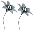 Produktbild: Kobolo Gartenstecker Blume Gray Flower, 2er Set, Silber, Metall, 30x30x124 cm, Moderne Blumenstecker mit Edelstahlkugel, Zeitlose Dekostecker für den Outdoorbereich