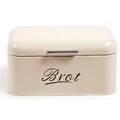 Produktbild: Theo&Cleo Brotkasten mit Deckel, Großer Knäckebrot Box aus Metall, Brotaufbewahrungsbox Bread box, Brot und Kekse Lange Aufbewahren und Trocken Halten, Retro Design 31cm * 19cm * 16cm Beige