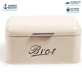 Produktbild: Brotkasten Metall Beige Retro Design 31x19x16cm Brotaufbewahrungsbox Kekse