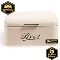 Produktbild: Brotkasten Metall Beige Retro Design 31cm x 19cm x 16cm Brotaufbewahrung