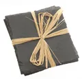 Produktbild: Dragimex Getränkeuntersetzer Schiefer-Untersetzer. 10x10cm 4 Schieferplatten. Kanten Gebrochen