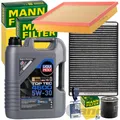Produktbild: MANN FILTERSET INSPEKTIONSPAKET+LIQUI MOLY 5W30 für OPEL ASTRA G H ZAFIRA A