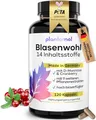 Produktbild: 14-fach Komplex Blasenwohl - Cranberry Kapseln hochdosiert mit D Mannose Goldrute Birkenblätter Bärentraubenblätter Kapseln - 1 Monatsvorrat