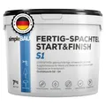 Produktbild: simpleBAU Spachtelmasse Weiß Innen 7 kg – Gebrauchsfertige Fertigspachtel für Wand & Decke, Polymer-Spachtelmasse Start&Finish – Glätten, Füllen & Reparieren, Staubfrei & Leicht Schleifbar