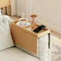 Produktbild: HOMCOM Sofatablett Armlehne Bambus Klappbar Sofa Tablett mit Getränkehalter Anti-Rutsch Sofalehnen Ablage 45 x 33,5 cm Couch Tablett Armlehne Couchtablett Sofa Organizer für Snacks Handy Tasse