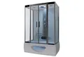 Produktbild: TroniTechnik Eckdusche IKARIA Acrylbadewanne mit Rundum- Sicherheitsglas, Farblichttherapie, BxT: 135x80 cm, Komplettdusche inkl. Farblicht, Radio, und Massagefunktion, Whirlduschkombination mit Sanitäracryl, 135cm x 80cm x 220cm, Sicherheitsglas, integriertes Radio, Massagefunktion