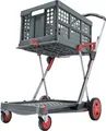 Produktbild: Klappmobil CLAX®, 2 Etagen, Tragkraft bis 60 kg, Lenk- & Bockrollen, inkl. 46 l Klappbox, Aluminium & Kunststoff, grau/rot 125225