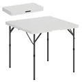 Produktbild: Outsunny Campingtisch Klappbarer Gartentisch Höhenverstellbar Multifunktionstisch Leicht Beistelltisch für Garten Terrasse Balkon Camping Picknick 86 x 86 cm Weiß