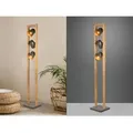 Produktbild: Trio - Stehleuchte bell 3-flammig Silber antik mit Holz im Industrial Style, Höhe:150cm