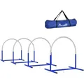Produktbild: Hunde-agility-trainingsgeräte, Hund Agility Set, 4-teilges Steckhürdenset Für Ältere Hunde, Hundetrainigsset Mit Tragetasche, Blau+weiß, 88 X 64 X 95 Cm - Pawhut