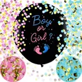 Produktbild: Gender Reveal Ballon 91cm Konfetti rosa blau Party Deko Baby Shower