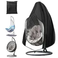 Produktbild: VORHOT Hängesessel Abdeckung Outdoor, 210D Oxford-Stoff Abdeckplane mit Reißverschluss Kordelzug, Wasserdicht UV-Anti Winterfest Schutzhülle Gartenmöbel für Hängestuhl Egg Swing Chair, 190 x 115cm