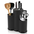 Produktbild: 3 in 1 Messerblock Ohne Messer, Schwarz Messerblockhalter Unbestückt, Univers...