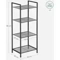 Produktbild: SONGMICS Metall-Badezimmerregal, Küchenregal, 4-stufiges Badezimmerregal, Standregal, Pflanzenregal, Erweiterbar, Verstellbare Ablagen, Industriedesign, für Badezimmer, Küche, Schwarz BSC034B01