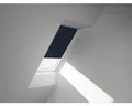 Produktbild: VELUX Verdunkelungsrollo uni dunkelblau manuell Rahmen weiß DKL CK02 1100SWL