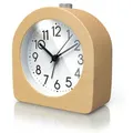 Produktbild: BEARWARE Wecker analog ohne Ticken - halbrund - Holz hell - Retro Design - beleuchtetes Ziffernblatt mit Licht - lautlos - Reisewecker - Weckton