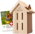 Produktbild: wildtier liebe Schmetterlingshaus - Wetterfest & Unbehandelt aus Massiv-Holz I Insektenhotel Schmetterling I Schmetterlinge züchten für den Garten