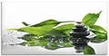 Produktbild: ARTland Wanddeko Glasbilder Wandbild Glas Bild einteilig 100x50 cm Querformat Asien Wellness Zen Steine Spa Blätter Reflektion Entspannung S7LT
