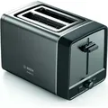 Produktbild: Toaster, Bosch TAT5P425, Toaster, DesignLine, 820–970 W, automatische Abschaltung, Auftau- und Warmhaltefunktion, hochhebbar, Grau - Schwarz