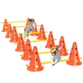 Produktbild: PawHut Agility Set Hunde, 6-teiliges Agility Ausrüstung mit 12 Kegel 6 höhenverstellbar Hürden Tragetasche Trainingszubehör, Trainingsset für Hundetraining