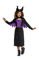 Produktbild: Disney Offizielles Classic Maleficent Kostüm Kinder mit Maleficent Hörner, Elfen Kostüm Kinder Mädchen Elf Demon Horns Halloween Faschingskostüm Karneval Geburstag Costume Größ M