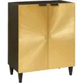 Produktbild: vidaXL Sideboard Schwarz und Gold 60 x 33 x 75 cm massives Mangoholz