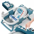Produktbild: Faltbar Baby Badewanne Mit Rutschfestem Badekissen - Babywanne XXL Mit Baby Badewannensitz & Badethermometer - Von Der Geburt Bis 3 Jahre - Baby Bathtub - Geburtsgeschenke Für Mädchen & Jungen