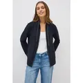 Produktbild: Cardigan CECIL, Damen, Gr. XXL (46), blau (urban dunkelblau), Web, 77% Baumwolle, 20% Polyester, 3% Elasthan, unifarben, normal normal, hoch geschlossener Ausschnitt, abgesteppt, Strickjacken, aus Baumwolle mit Stretchanteil