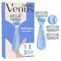 Produktbild: Gillette Venus Intimate Damenrasierer — Nassrasierer für den Intimbereich, Rasierer mit einem Hauch von Aloe Vera, Intimrasierer für Frauen — Inkl. 3 Ersatzklingen, Handstück und Duschhalterung