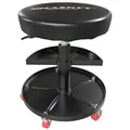 Produktbild: HASKYY Werkstatthocker Rollhocker | Höhe 430-580mm I Sitz Geleinlage | Werkstatt-Arbeits-Hocker-Stuhl-Sitz I 135kg | ø40 cm | 2 Ablagen I Schwarz