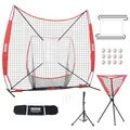 Produktbild: VEVOR 244 x 106 x 211 cm Baseball-Softball-Übungsnetz, Tragbares Baseball-Trainingsnetz zum Schlagen, Fangen, Pitchen, Backstop-Ausrüstung mit Bogenrahmen, Tragetasche, Schlagzone, Bällen, Ballsammler