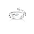 Produktbild: THOMAS SABO Ring in Silber, Spiralförmig mit Zirkonia Steinen im Claw und French Setting an den Enden, 925 Sterlingsilber, Ringgröße 58, TR2357-051-14-58