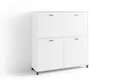 Produktbild: byLIVING Sekretär Montana/Sekretär matt weiß/Office-Schrank mit 1 Klappe und 2 Türen/Schwarze Griffe/B 120, H 127, T 40 cm