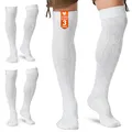 Produktbild: German Wear Trachtenstrümpfe Traditionelle Lange Overknee-Socken 70 cm – Trachtenstrümpfe in Weiß in 1er,2er, 3er, 6er & 12er Pack - Größe 41-43
