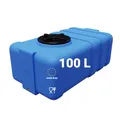 Produktbild: KMND Wassertank 100 Liter - PE-HD Wasserbehälter 3/4 Zoll Gewinde - lebensmittelecht PZH-Zertifiziert Regentonne Hauswasserwerk - UV-beständig flach Eckig Trinkwasser Vorrat - Blau