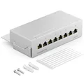 Produktbild: deleyCON CAT 6a Patchpanel Verteilerfeld 8 Port - Desktop & Wandmontage Geschirmt 8X RJ45 Buchse - TIA568A TIA568B - Lichtgrau