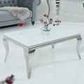 Produktbild: Design Couchtisch MODERN BAROCK 100cm silber mit weißem Opalglas Wohnzimmertisch Sofatisch Beistelltisch