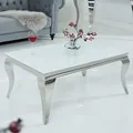 Produktbild: Eleganter Couchtisch MODERN BAROCK 100cm silber mit weißem Opalglas Sofatisch