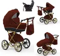 Produktbild: Klassischer Kinderwagen Sorento Gold 5 in 1 inkl. Sportsitz, Autositz und Iso Base in 19 Farben