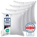 Produktbild: 4er Set Kissen (50x50cm) - hoher Komfort - Microfaser - Reißverschluss für Füllung - waschbar - allergikergeeignet - erholsam – Dekokissen - Weiß