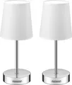 Produktbild: MONZANA® Nachttischlampe 2er Set 32cm Stoff Grau Taupe Anthrazit Weiß Wohnzimmer Schlafzimmer Lampe Leuchte Tischlampe Nachttischleuchte Tischleuchte